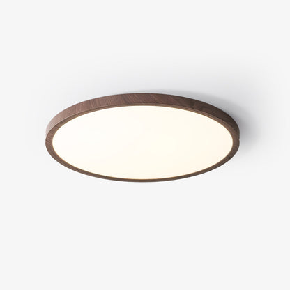 Slim Walnut Flush Ceiling Light