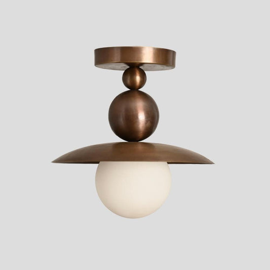 Seravin Mid-Century Brass Globe Semi-Flush Light