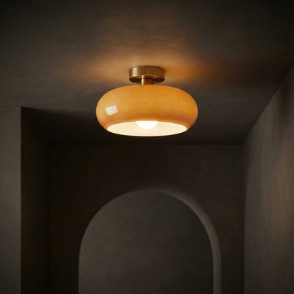 Glossy Glass Semi-Flush Ceiling Light