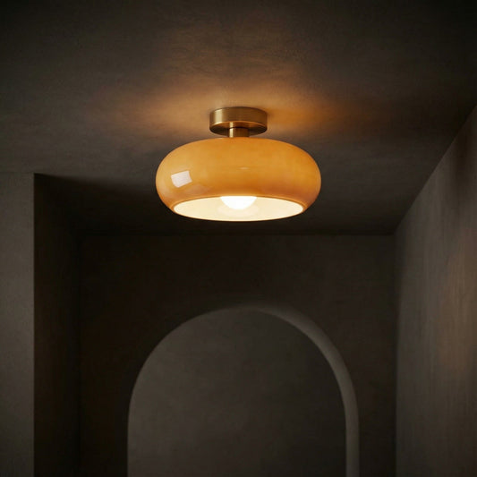 Glossy Glass Semi-Flush Ceiling Light