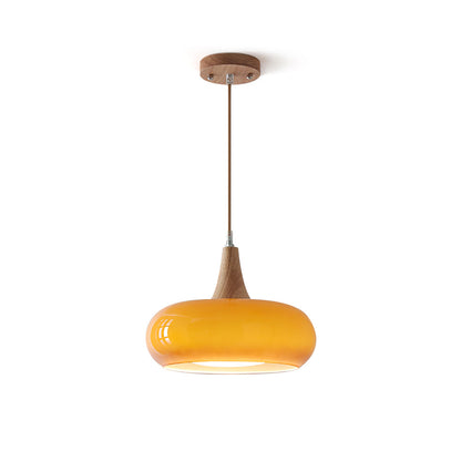 Pebble Glass Wood Pendant Light