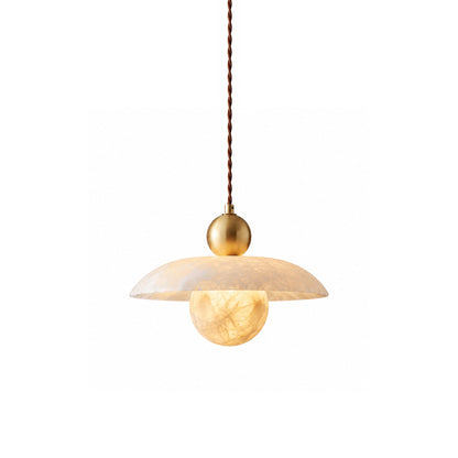 Alabaster Sphere Brass Pendant Light