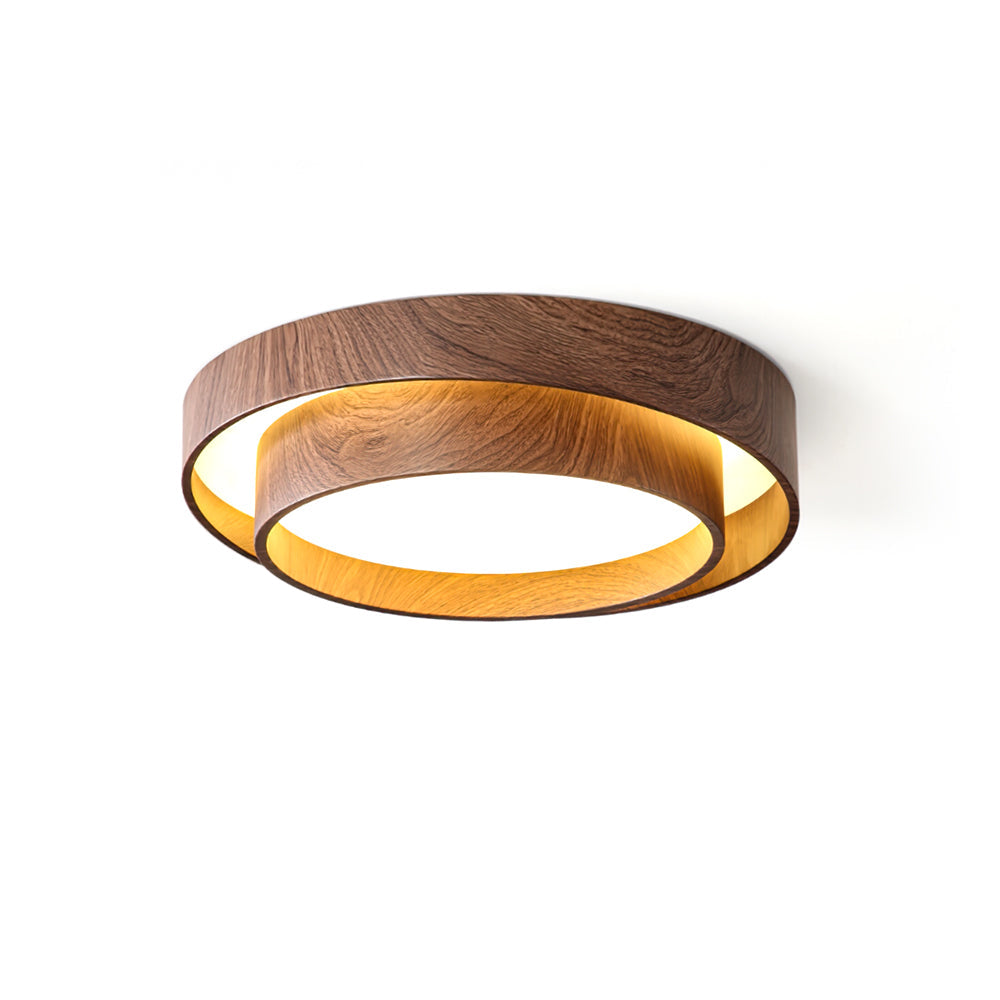 Walnut Spiral Ring Ceiling Light