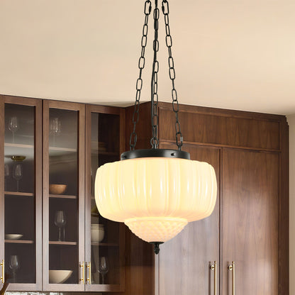 Fluted Milk Glass Pendant Light