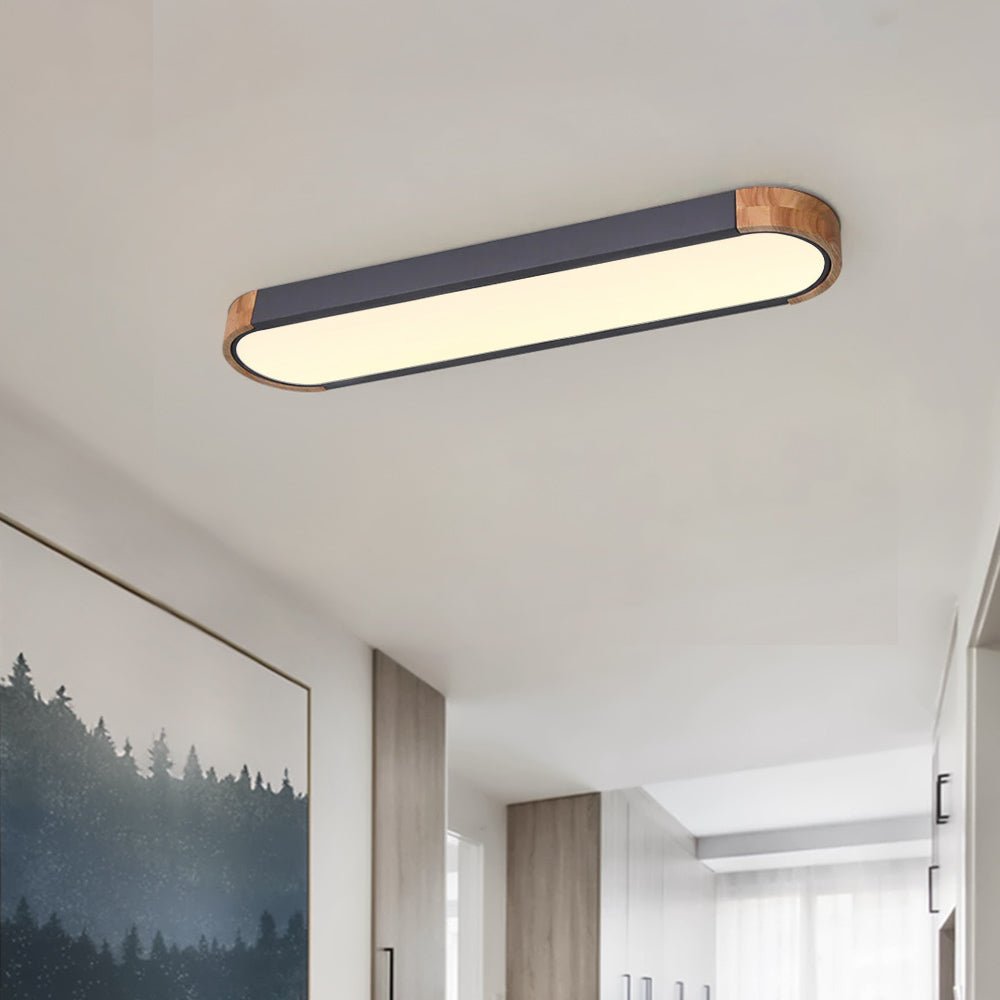 Ovalyn Minimalist Wood Oval LED Ceiling Light