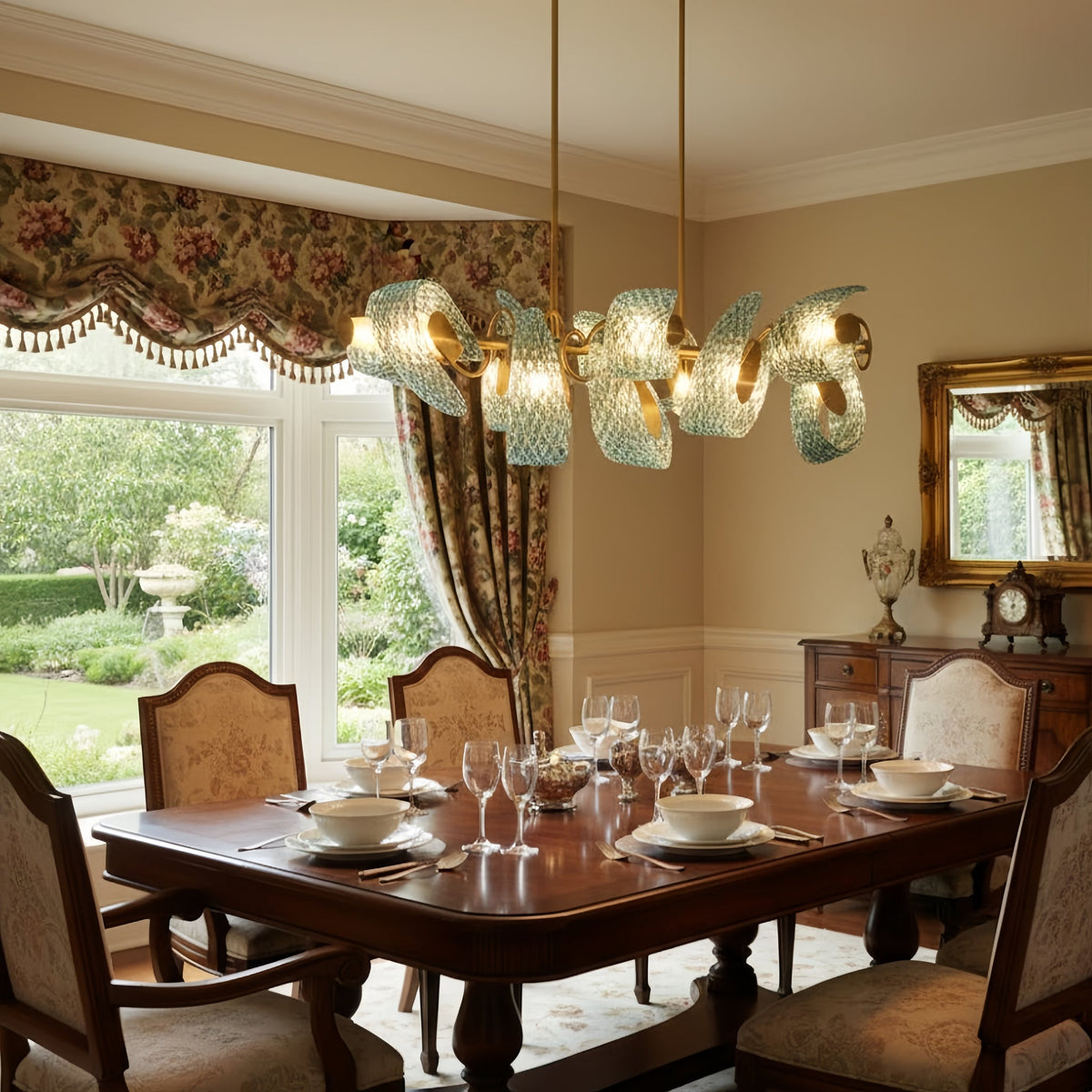 Peacock Feather Glass Chandelier