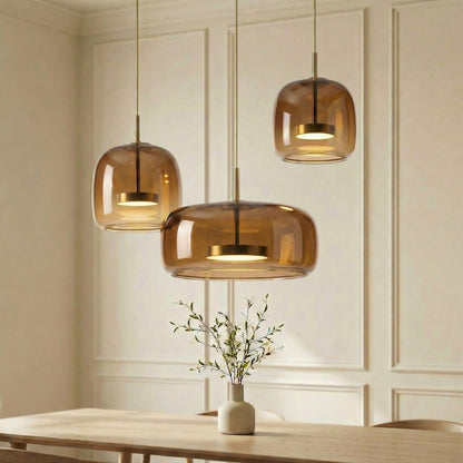 Tinted Glass Drum Pendant Light