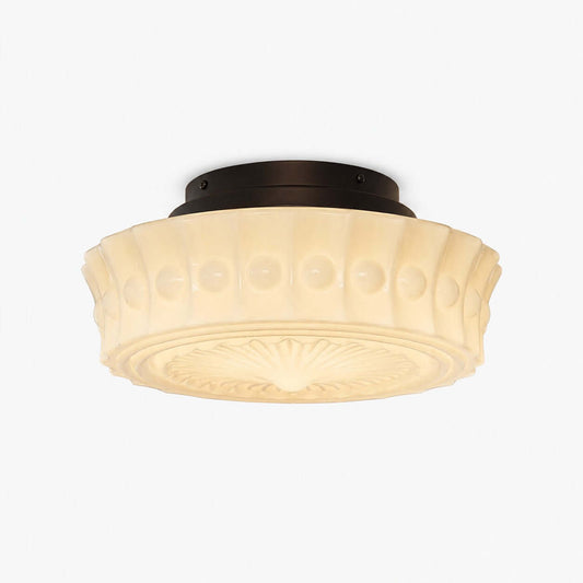 Scalloped Milk Glass Ceiling Light