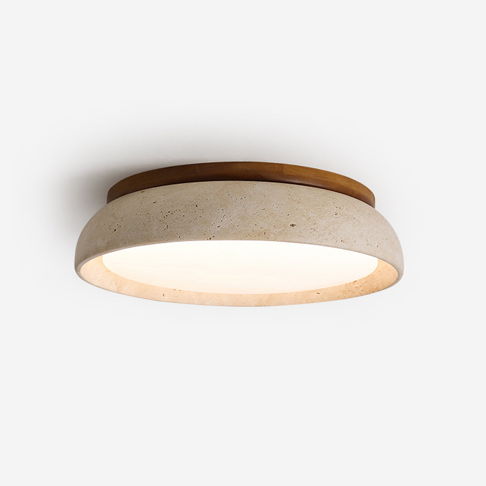 Round Travertine Flush Ceiling Light