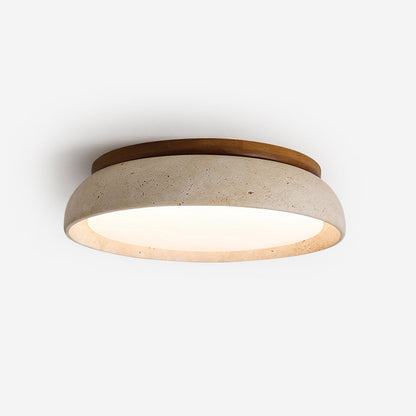 Round Travertine Flush Ceiling Light