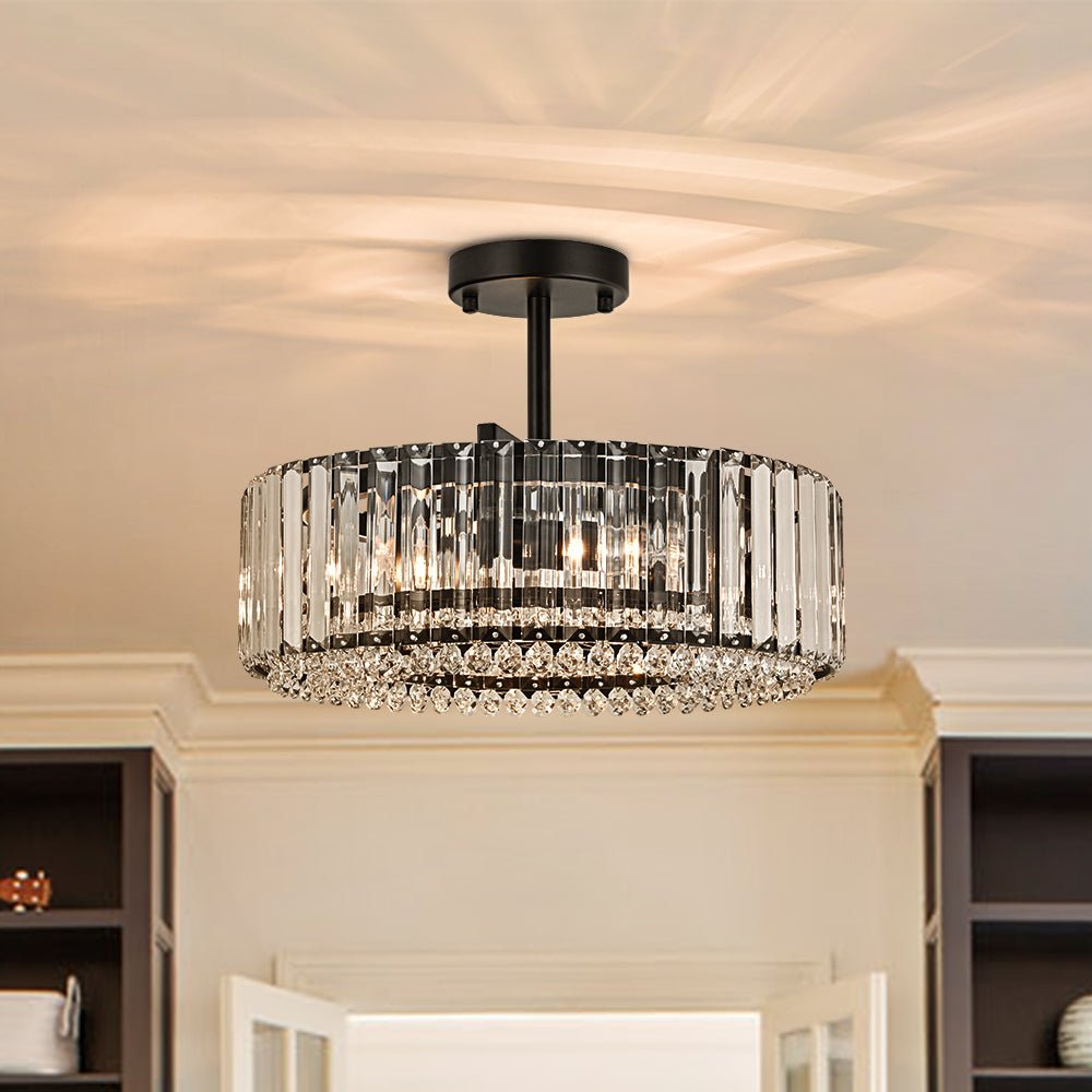 Glam Carved Crystal Ceiling Light