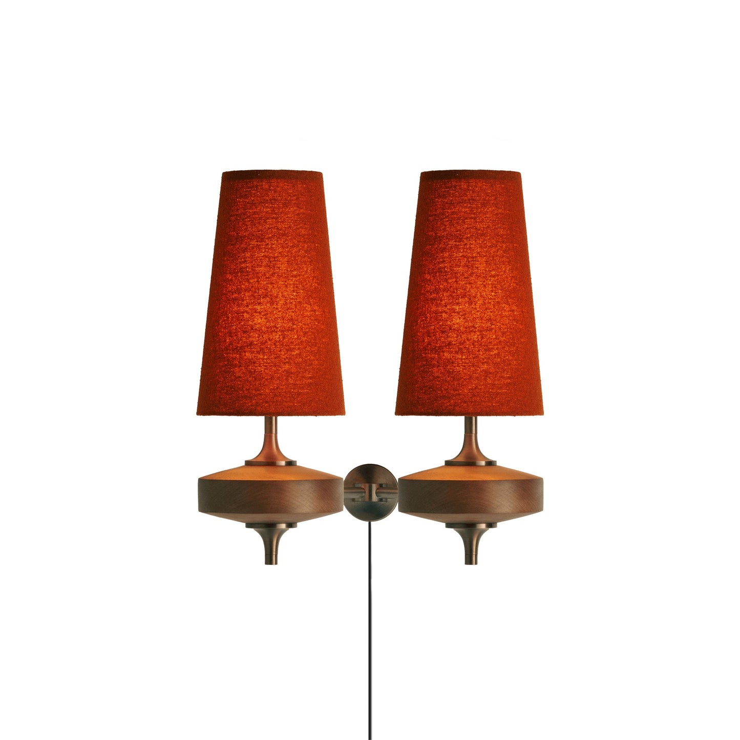 Walnut Brass Plug-In Wall Light