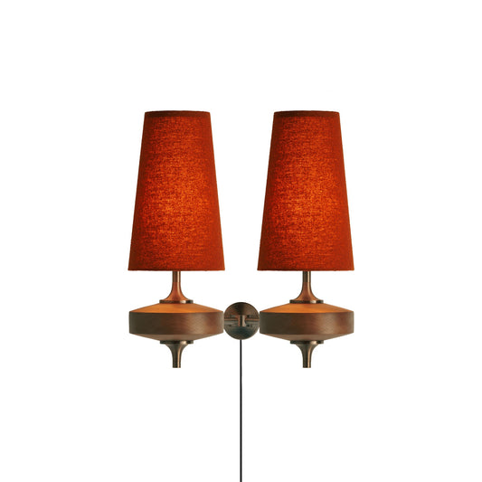 Walnut Brass Plug-In Wall Light