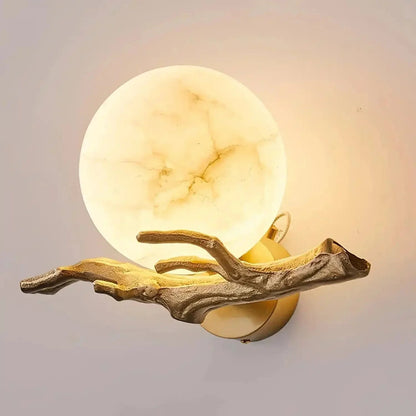 Brass Branch Alabaster Wall Light