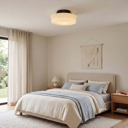 Scalloped Milk Glass Ceiling Light