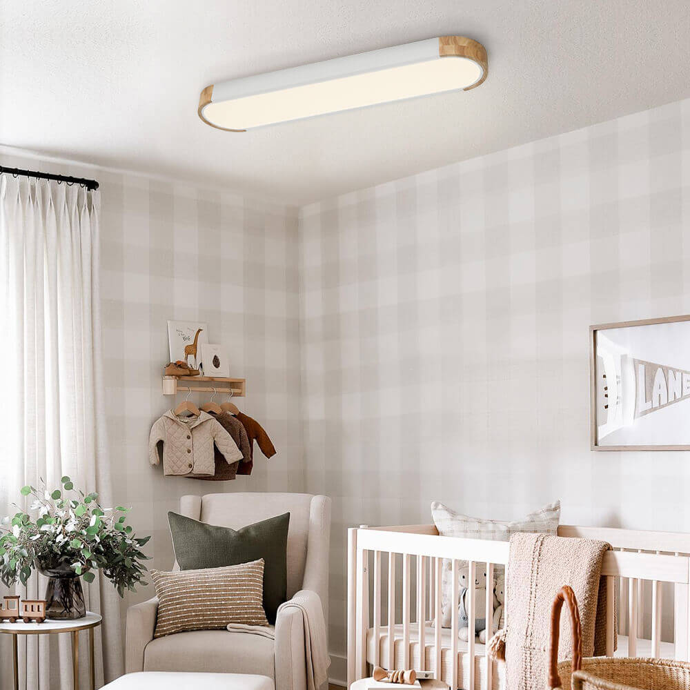 Ovalyn Minimalist Wood Oval LED Ceiling Light