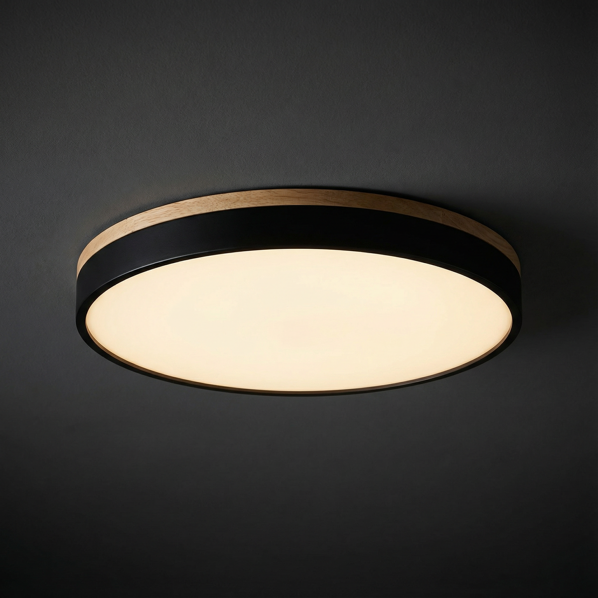 Two-Tone Wood Flush Ceiling Light