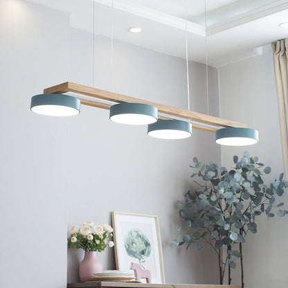 Linear Bird Motif Wood Chandelier