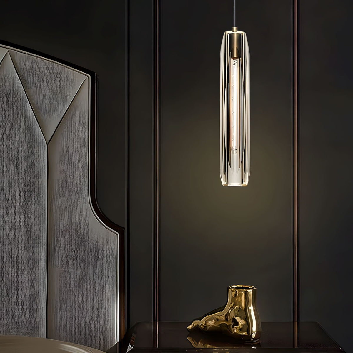 Brass Crystal Rod Pendant Light
