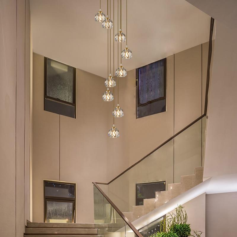 Cascading Crystal Sphere Pendant Light