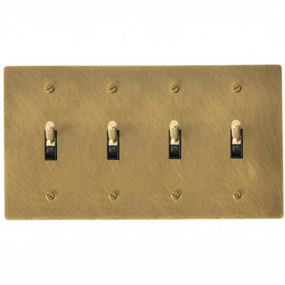 Halverin Vintage Solid Brass 4-Gang Toggle Switch