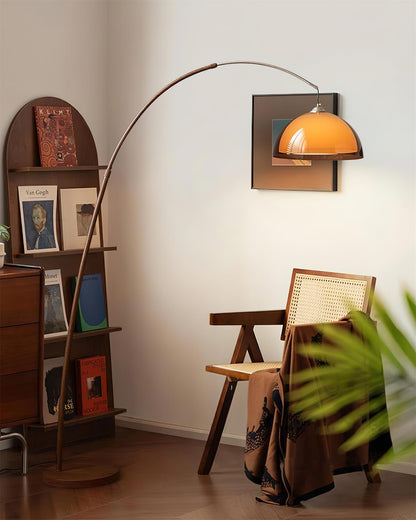 Arched Walnut Dome Floor Lamp