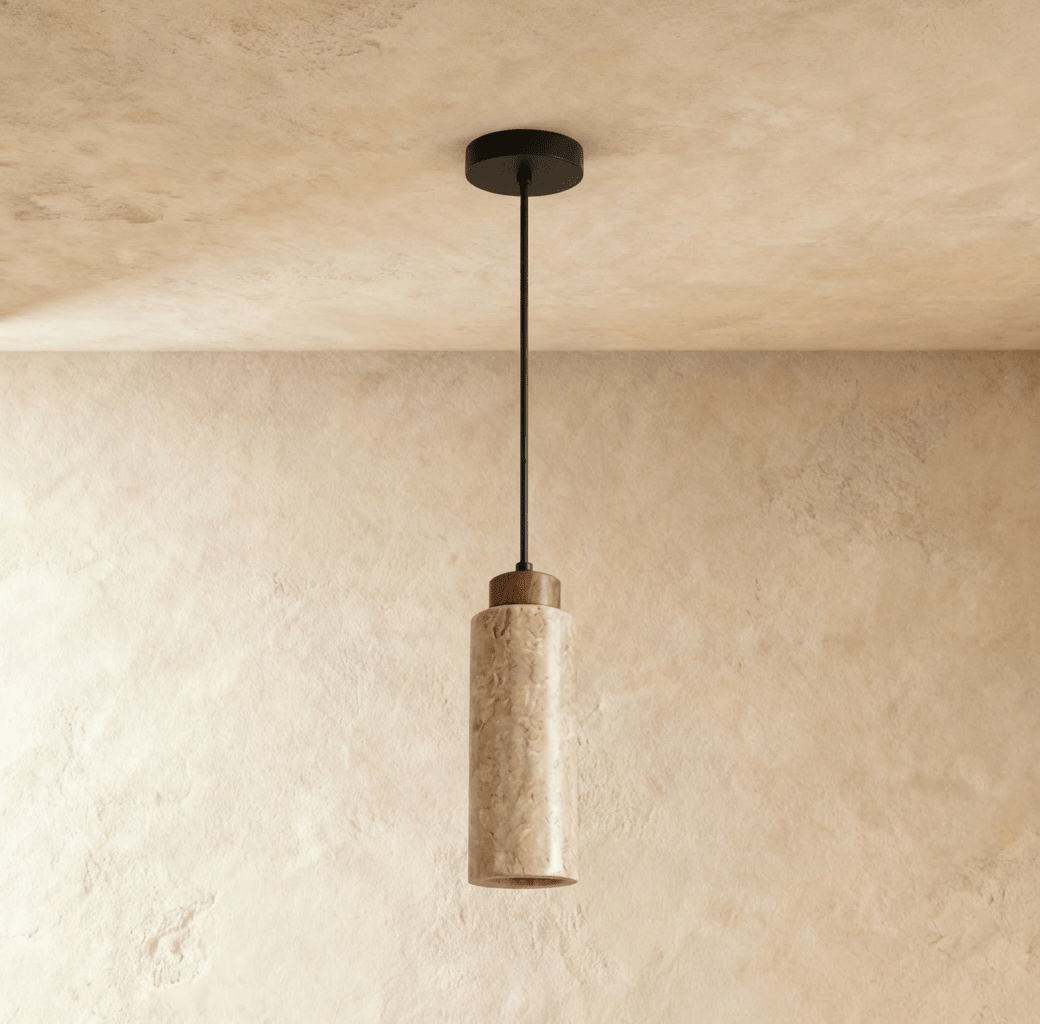Slim Travertine Wood Pendant Light