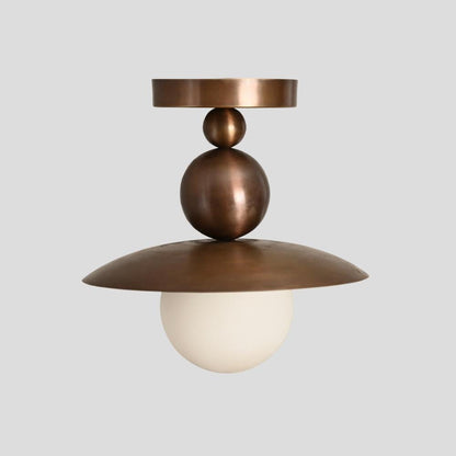 Seravin Mid-Century Brass Globe Semi-Flush Light