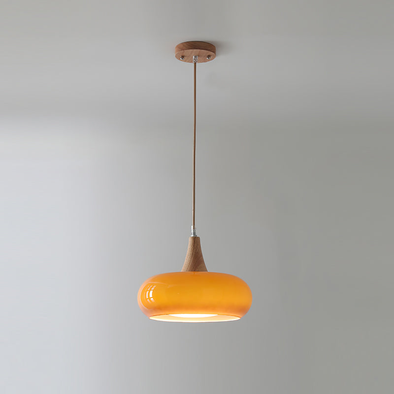 Pebble Glass Wood Pendant Light