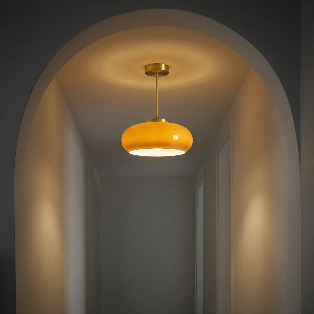 Glossy Glass Semi-Flush Ceiling Light