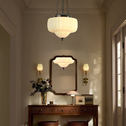 Fluted Milk Glass Pendant Light
