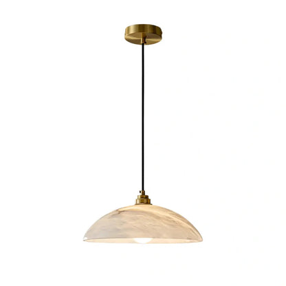 Carved Alabaster Brass Dome Pendant