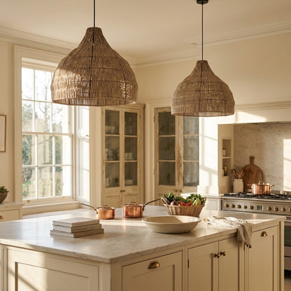 Natural Woven Bell Pendant Light