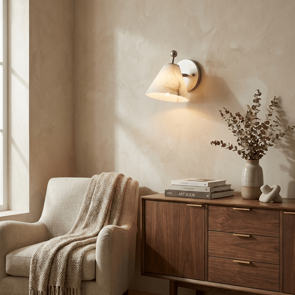 Alabaster Cone Wall Light