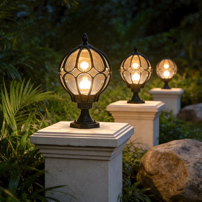 Classic Caged Glass Post Lantern