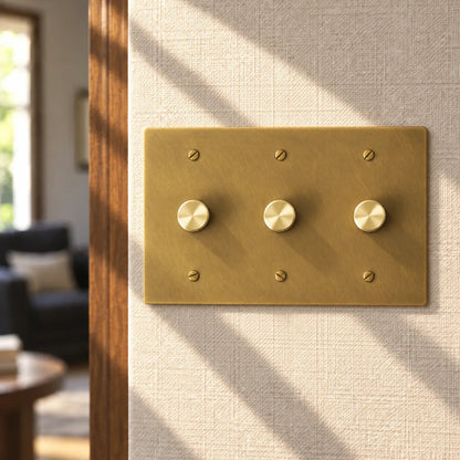 Faylore Vintage Brass 3-Gang Rotary Dimmer Switch
