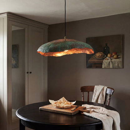 Wavy Copper Disc Pendant Light