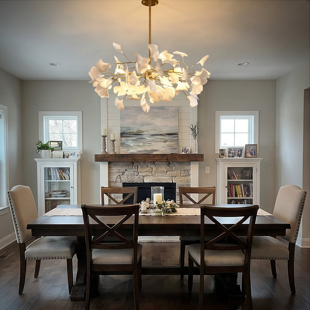 Ceramic Petal Brass Chandelier