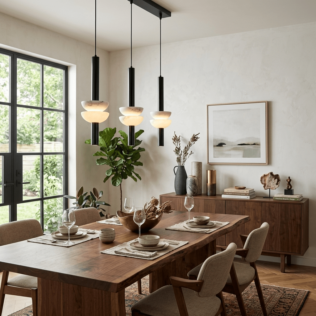 Alabaster Disc Pendant Light
