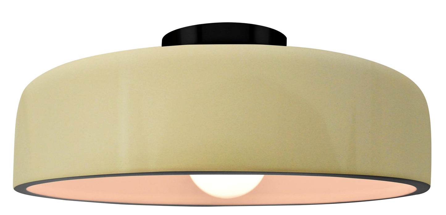 Ceramic Drum Semi-Flush Ceiling Light