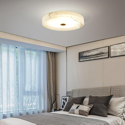 Alabaster Drum Flush Ceiling Light