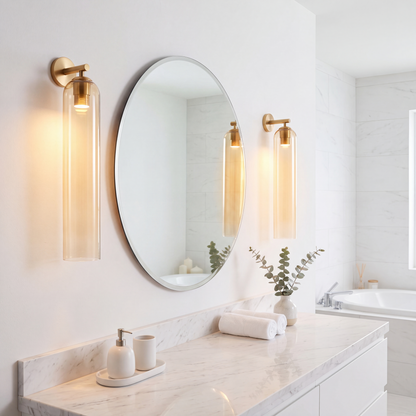 Tall Cylinder Glass Wall Sconce