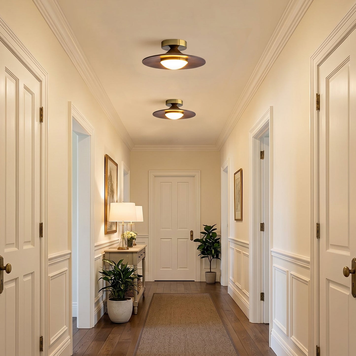 Walnut Saucer Ceiling Light