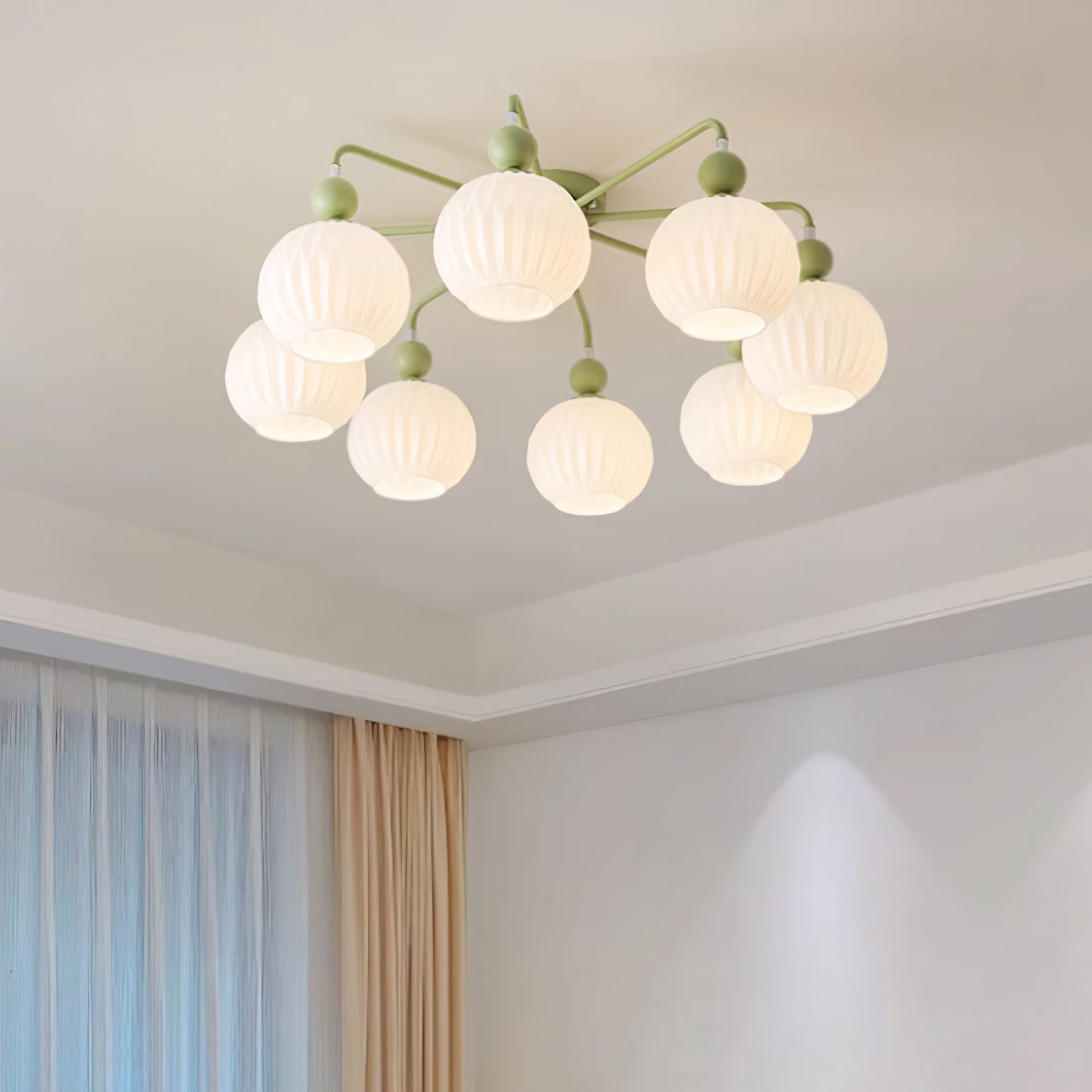 Ribbed Opal Glass Semi-Flush