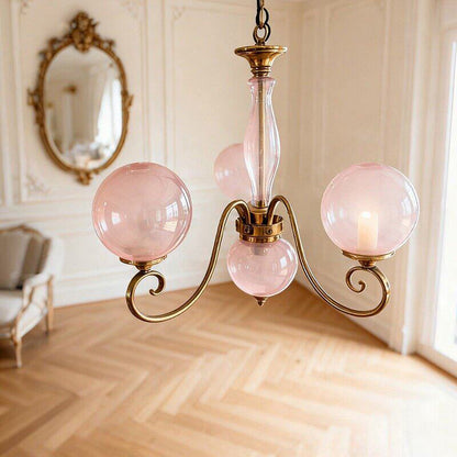 Scrolled Brass Globe Chandelier