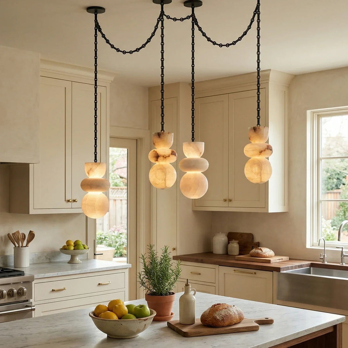 Alabaster Stone Cascade Chandelier