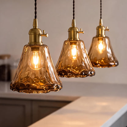 Vintage Brass Amber Pendant Light