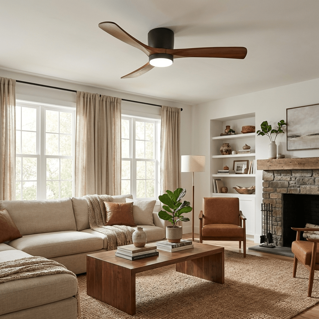 Sycamore Wood Flush Ceiling Fan