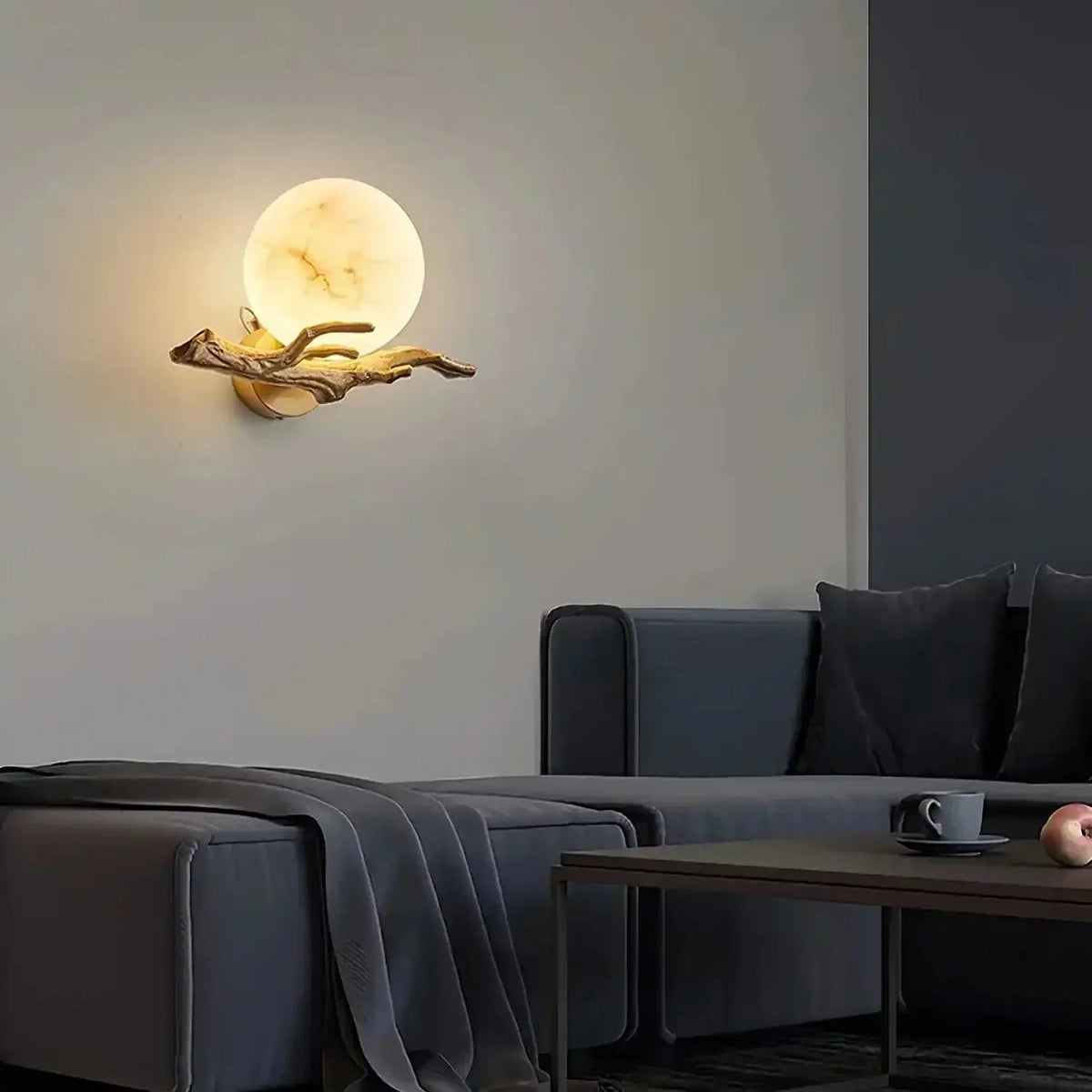 Brass Branch Alabaster Wall Light