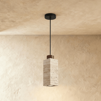 Slim Travertine Wood Pendant Light